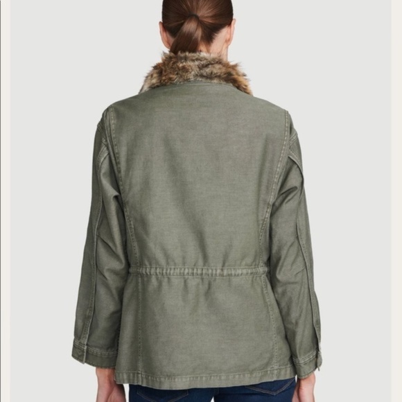 Frame Camo Green Jacket with Faux Fur - Size XS - Like New - Picture 3 of 6